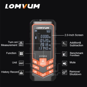 LOMVUM 66U Battery-Powered Auto Level Finder Multifunction Distance Meter Night Vision Laser Rangefinder Measurement Tool