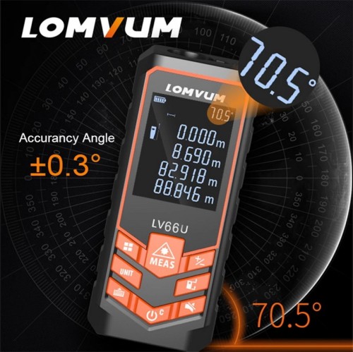 LOMVUM 66U Battery-Powered Auto Level Finder Multifunction Distance Meter Night Vision Laser Rangefinder Measurement Tool