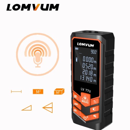 LOMVUM LV 77U Rechargeable Voice broadcast Laser rangefinder Digital Laser Distance Meter USB-Charge Electrical Level tape Laser distance measurer