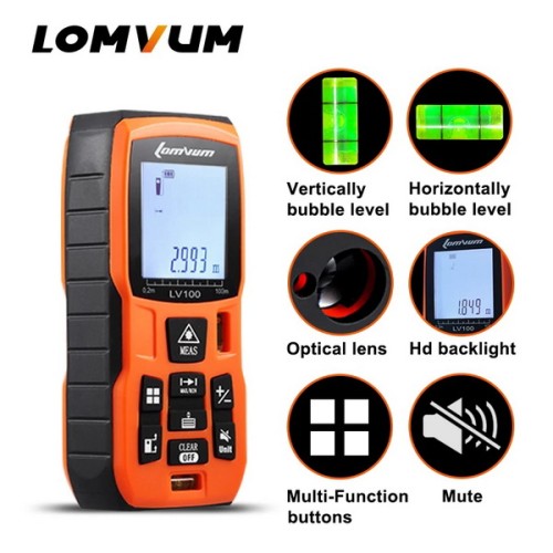 LOMVUM LV-B 40M 60m 80m 100m Laser Rangefinder Digital Laser Distance Meter Battery-powered Laser Range Finder Tape Distance Measurer
