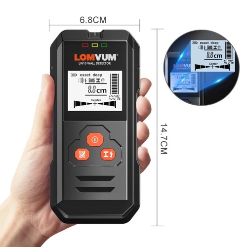 LOMVUM LW10 Multi-Functional Digital Metal Wall Detector Scanner Wiring Wood AC Voltage Live Handheld LCD Screen Stud Finder