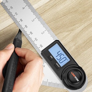 LOMVUM 0-200mm Digital Protractor Angle Ruler Angle Finder Stainless Steel 360 Degree Goniometer Inclinometer Measuring Tools