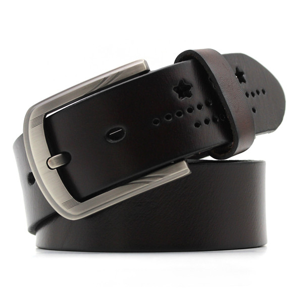 HANJUN Men's Leather Belt black 3.8*110 or customized Cow Hide