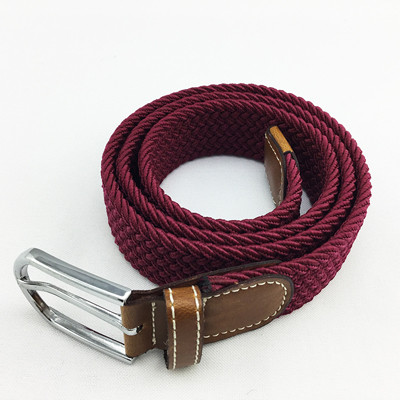 Custom Extra Long Men Casual Knitted Fabric Woven Braided Elastic Stretch Belt for Jeans