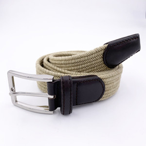 Custom Colorful Elastic Belt Unisex Wax Rope Braided belt With Genuine Leather Tip End
