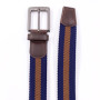 Men Double Layer Braided Fabric Belts With Leather Trim Stitching