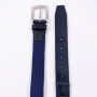 Men Double Layer Braided Fabric Belts With Leather Trim Stitching