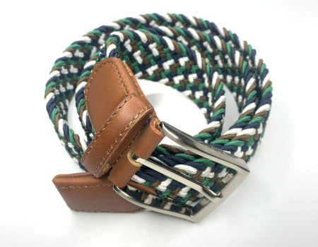 Hanjun Elastic Braided Belts for Men,Genuine Leather Stretch Woven Belt
