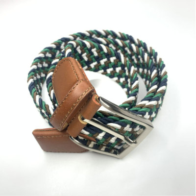 Hanjun Elastic Braided Belts for Men,Genuine Leather Stretch Woven Belt