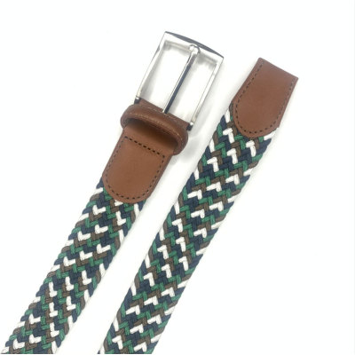 Hanjun Elastic Braided Belts for Men,Genuine Leather Stretch Woven Belt