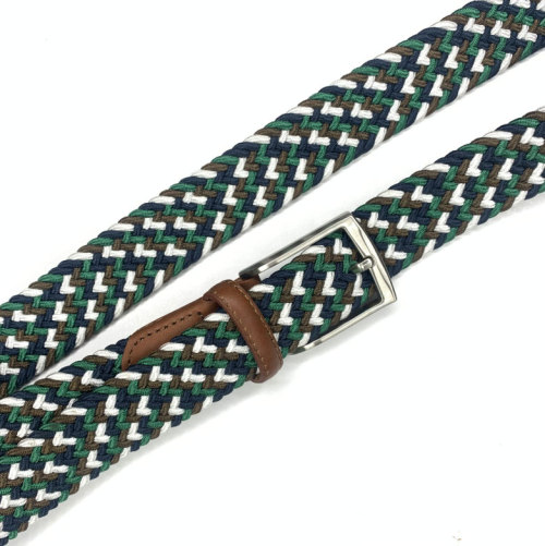 Hanjun Elastic Braided Belts for Men,Genuine Leather Stretch Woven Belt