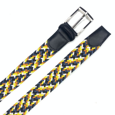 High Quality Braided Stretch Belts for Men,Genuine Leather Elastic Fabric Woven Webbing Belt