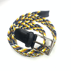 High Quality Braided Stretch Belts for Men,Genuine Leather Elastic Fabric Woven Webbing Belt