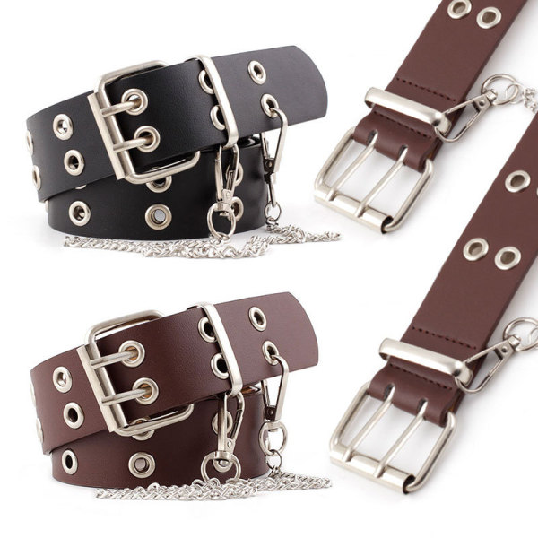 Fashion double exhaust eye chain clause Korean version of punk style ladies belt