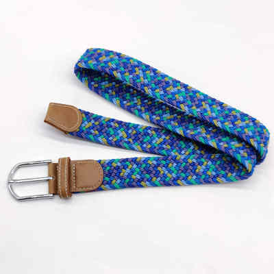 Oudoor Sports Canvas Mixed Colored Braided Stretch Golf Elastic Fabric Woven Casual Waist Black Belt