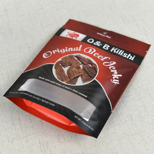 ZB High Barrier Beef Jerky Packaging Bag Customized Printing with Suspension Holes