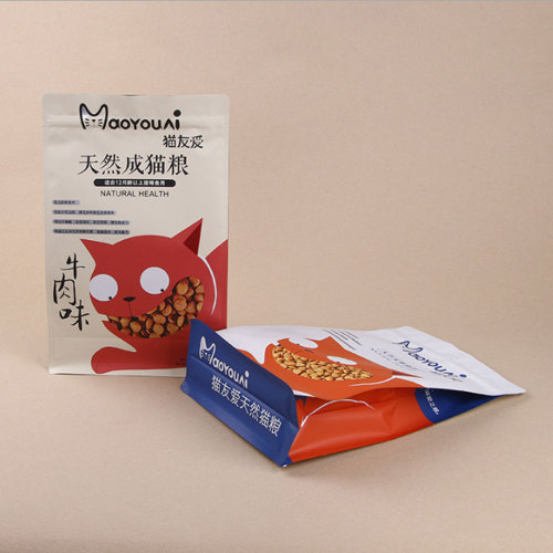 Resealable Custom Printed Shiny PET PE Plastic Bag for Cat Food Packaging