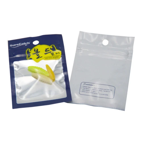 Fabricante profesional de bolsas de embalaje de cebo de pescado con cremallera superior impresas personalizadas para venta al por mayor