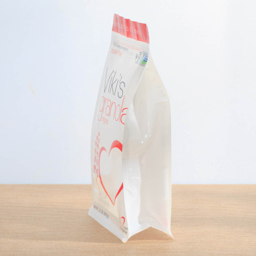 ZB Packaging China Flat Bottom Bag Manufacturer Clear Window Food Safety Plastic Grain Granola Packaging Bag With Hanging Hole