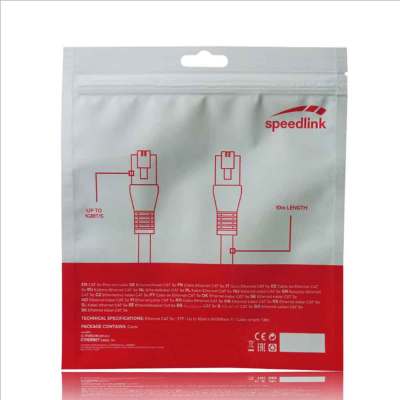 Resealable Plastic Three Side Seal Ziplock USB Cable Packaging Bag