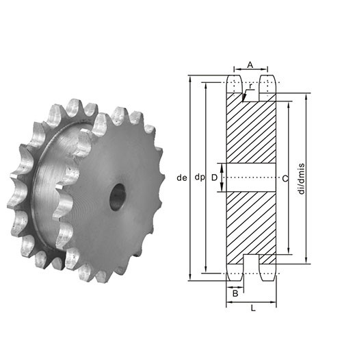 American Standard Double Sprocket for Two Single Chains 50