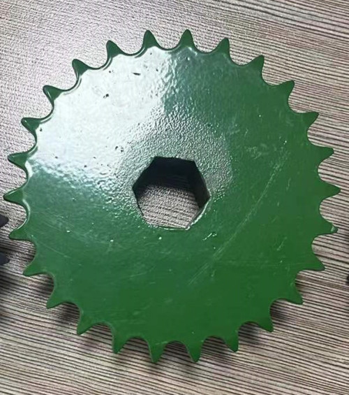 Customized roller chain sprocket with spray green paint| double sporocket|40B22 and 40B26