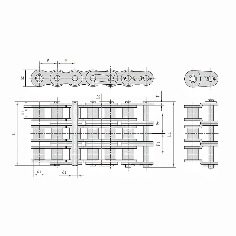 Metric Triplex Roller Chain Dimension Chart