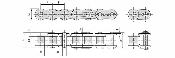 ANSI #180 Simplex Roller Chain dimension chart