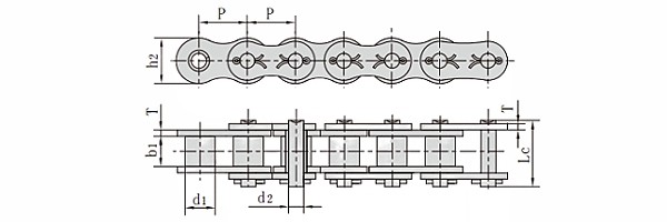 ANSI #140 Simplex Cottered Roller Chain dimension chart