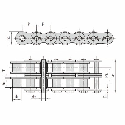 ANSI #100-2 Cottered Roller Chain