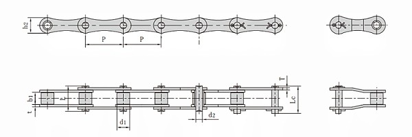 ANSI #2050H Double Pitch Roller Chain dimension chart