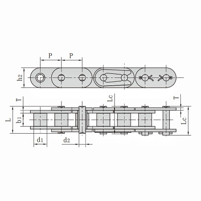 Metric C20B Straight Side Roller Chain