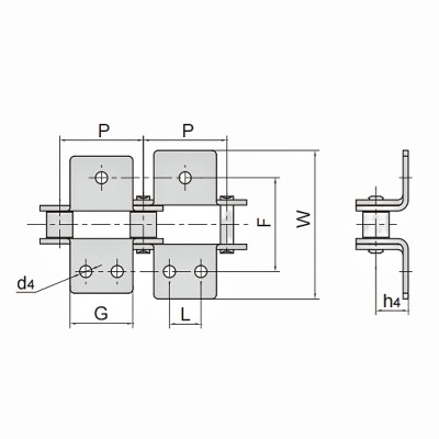ANSI C2060 K2 Attachment Double Pitch Conveyor Chain C212A