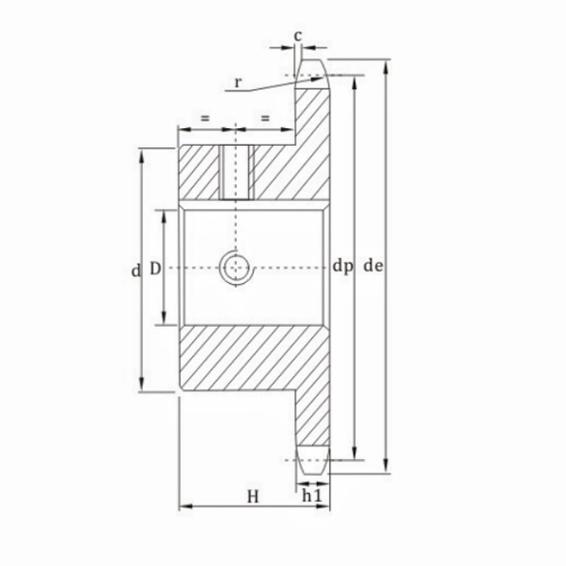 Metric 12B Finished Bore Sprocket Dimension Chart