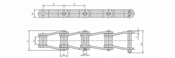 WR Series WR111 Welded Steel Chain dimension chart