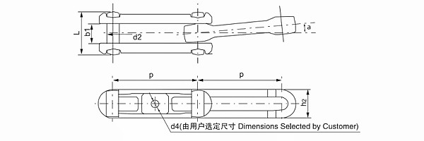 X458 Drop Forged Rivetless Chain dimension chart