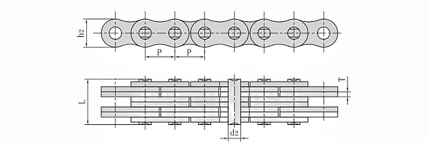 AL Series AL422 Leaf Chain dimension chart