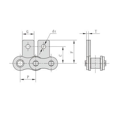 ANSI #25 SA1 Attachment Roller Chain