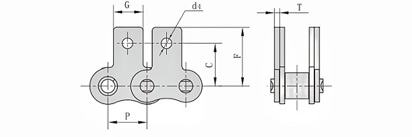 Metric 12B SK1 Attachment Roller Chain dimension chart