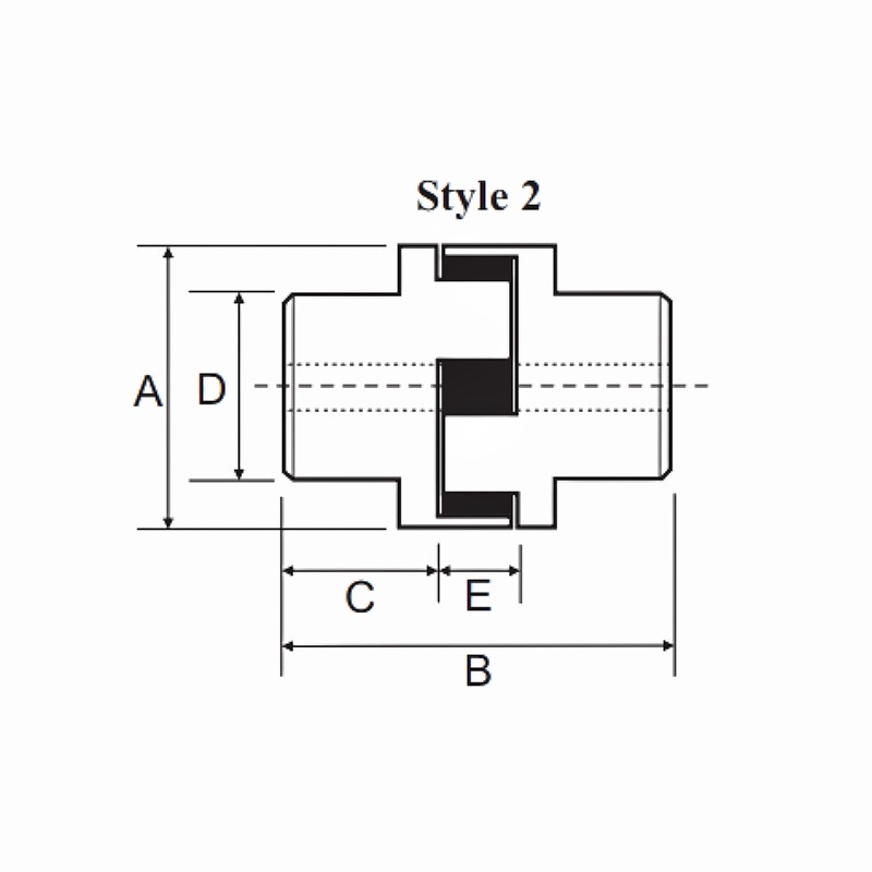L-Jaw Couplings Style 2 Dimensions Chart