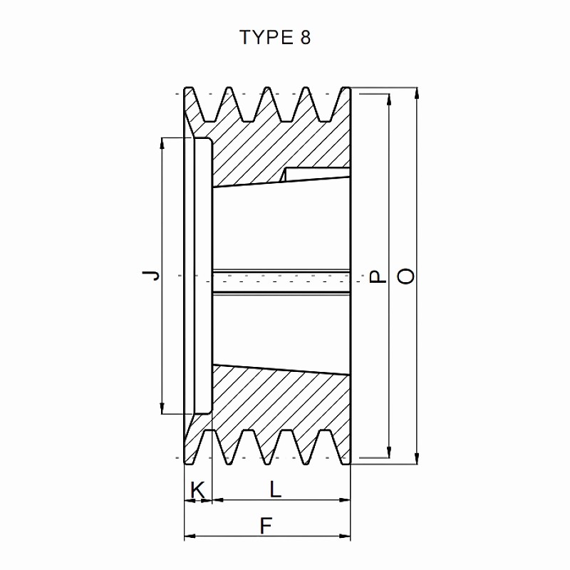 SPB V Belt Pulley Type 8 Dimension Size Chart