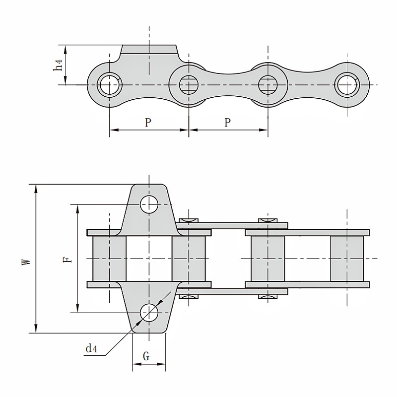 ZGS38 Combine Chain with Attachment Dimensions Chart