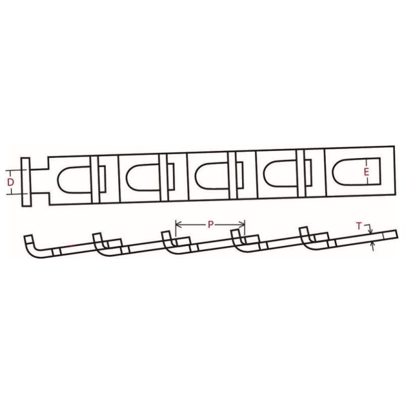 T-Bar Detachable Chain Dimension Chart
