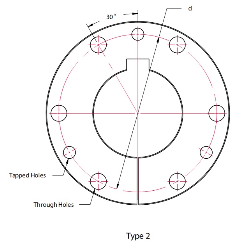 Type 2 XTB Bushing Dimension Chart