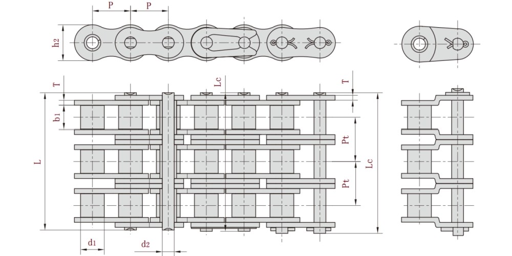 Triple Strand Roller Chain Size Chart