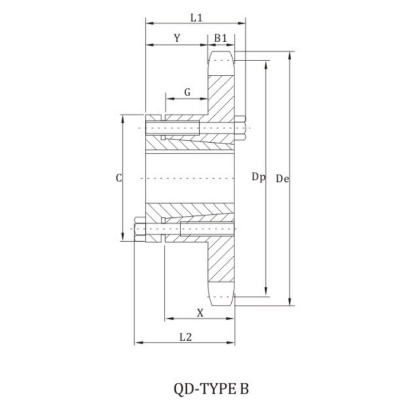 80B sprocket with qd bushings dimension chart