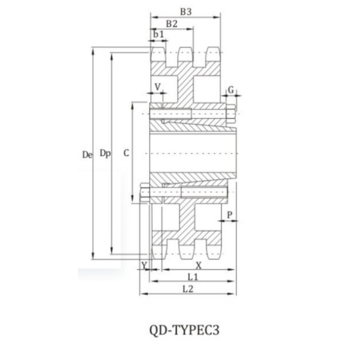 ANSI E100B Sprocket With QD Bushing