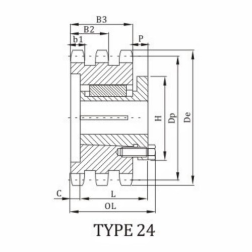 ANSI T80B Sprocket With Split Taper Bushing