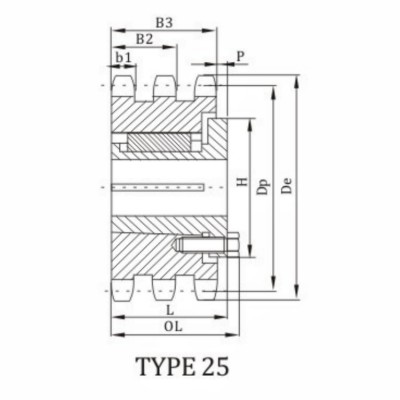 ANSI T60B Sprocket With Split Taper Bushing