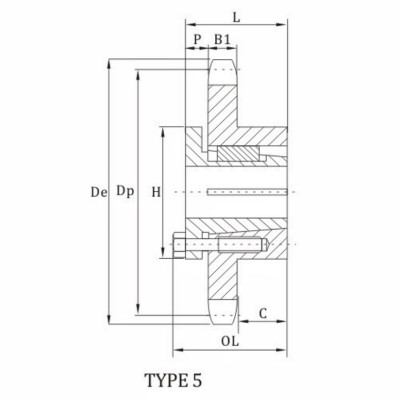 ANSI 80B Sprocket With Split Taper Bushing